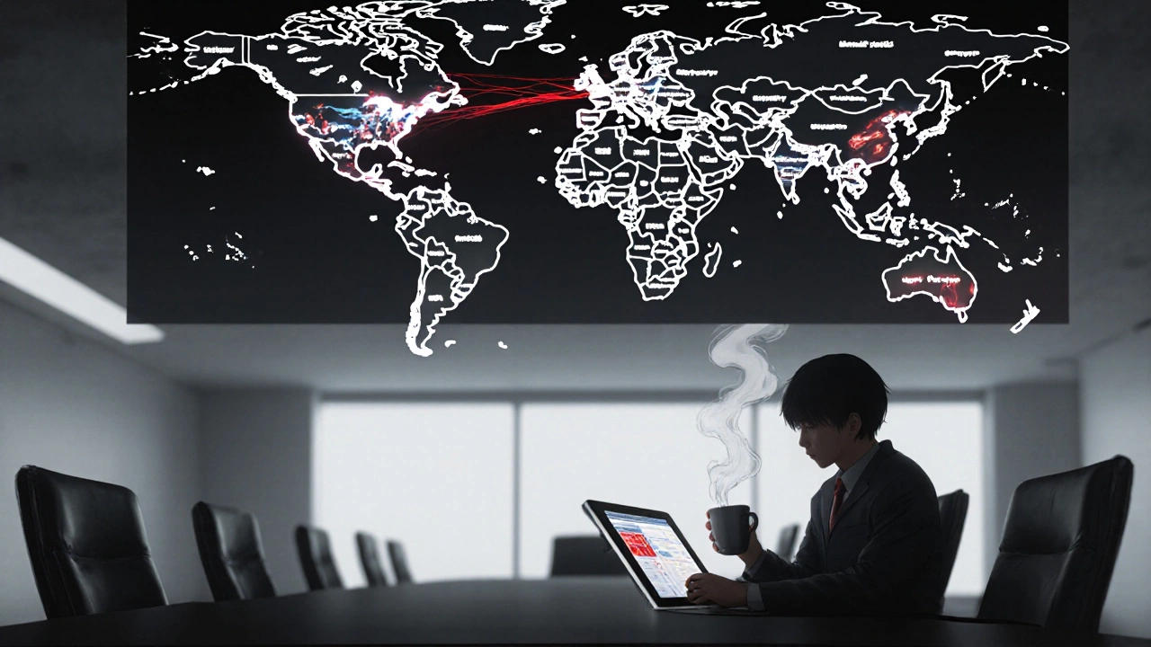 A digital map of Europe with snapping price connections and an economist watching shortages.