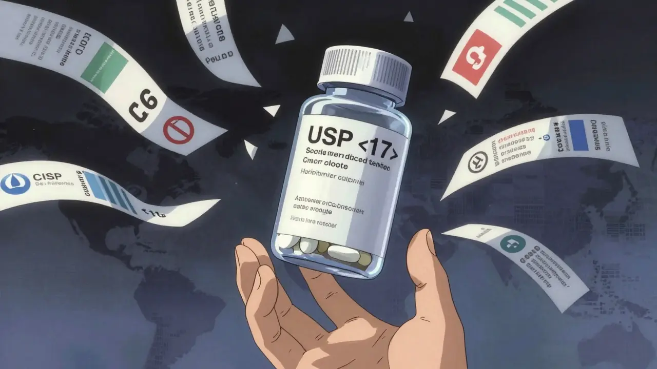 A clean digital prescription label hovers above swirling chaotic paper labels, symbolizing the fight for standardization.
