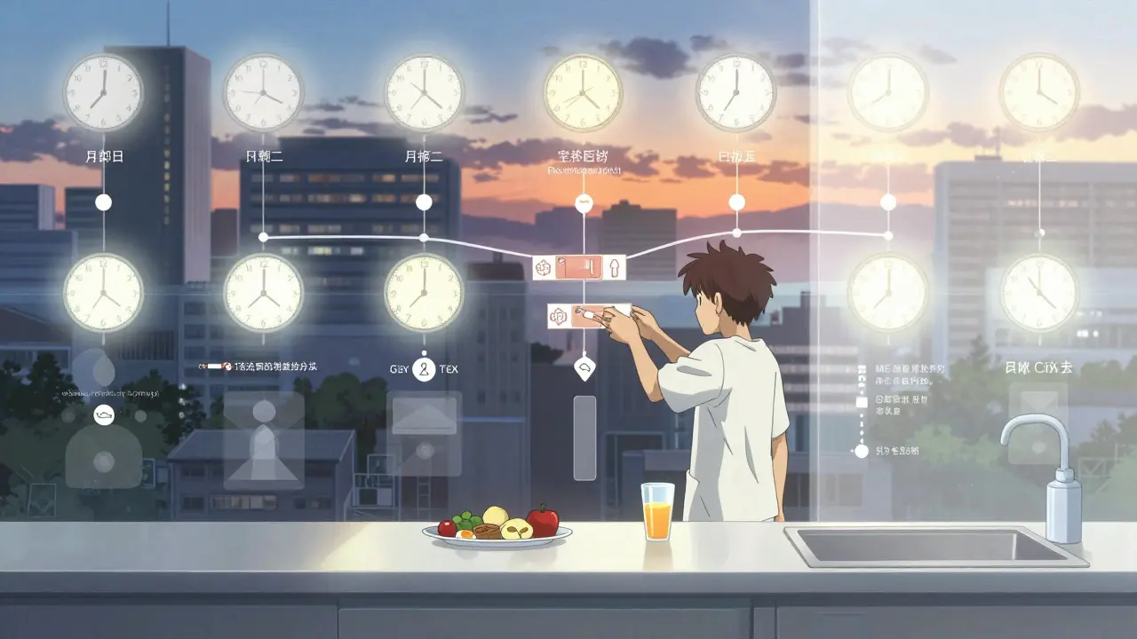 Time management visualization showing meal and medication schedule