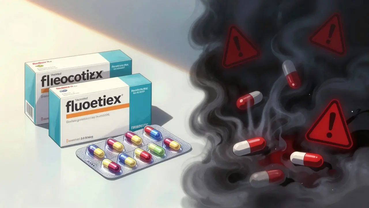 Anime style: Safe generic pills vs dangerous counterfeit shadows