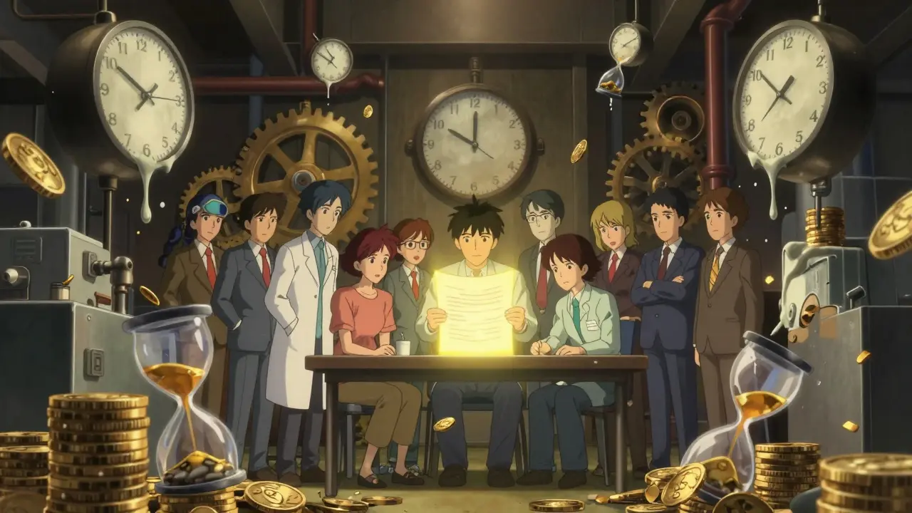 Dreamlike anime scene of team facing financial costs of regulatory remediation