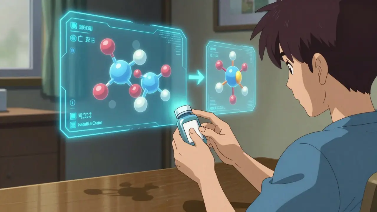 Patient viewing holographic drug molecules via augmented reality